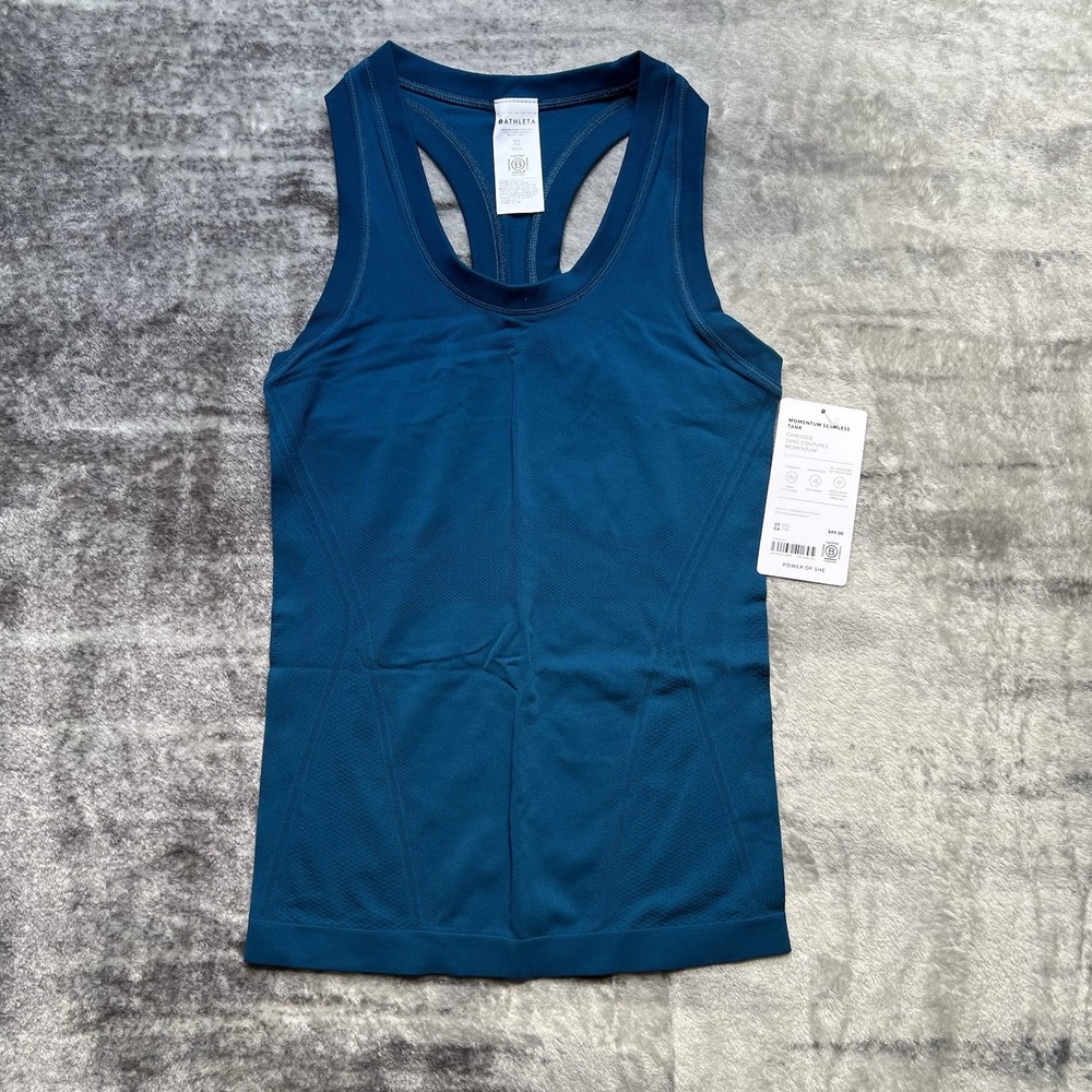 NWT Athleta XXS Momentum Seamless Tank Top Blue Workout Shirt